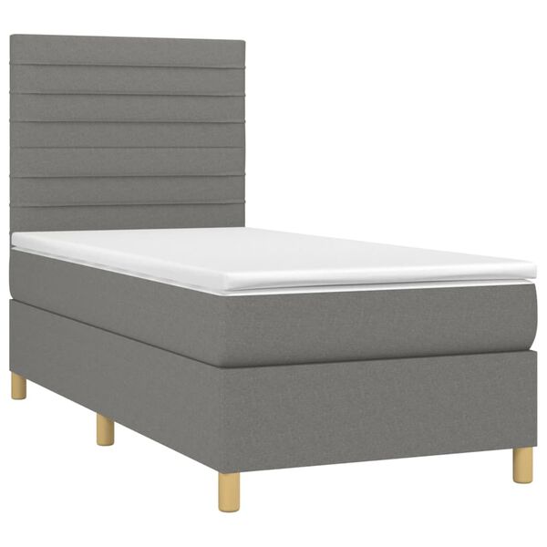 vidaXL Boxspringbett mit Matratze Dunkelgrau 90x200 cm Stoff