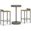 vidaXL 3-tlg. Gartenbar-Set Grau Poly Rattan & Massivholz Akazie