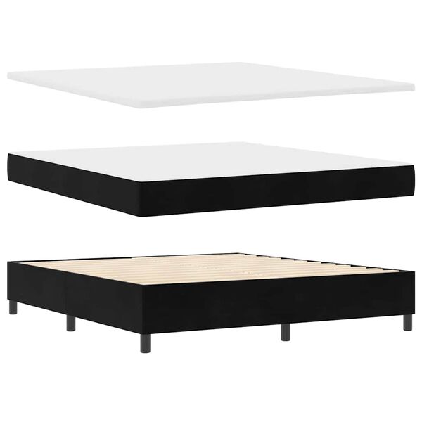 vidaXL Boxspringbett mit Matratze Schwarz 180 x 200 cm Samt