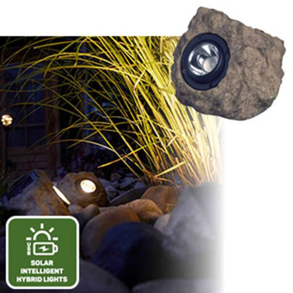 Luxform Intelligente Hybride LED-Garten-Solarleuchte Nebraska Stein