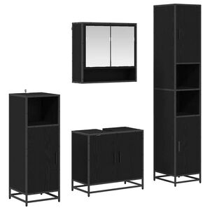 vidaXL Badezimmerm&ouml;bel-Set 4 stk. Schwarz Eichen-Optik