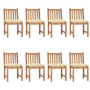 vidaXL Gartenst&uuml;hle 8 Stk. mit Kissen Massivholz Teak