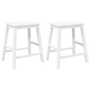 vidaXL Barst&uuml;hle 2 Stk. Wei&szlig; Massivholz Gummibaum