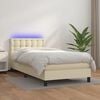 vidaXL Boxspringbett mit Matratze & LED Creme 80x200 cm Kunstleder