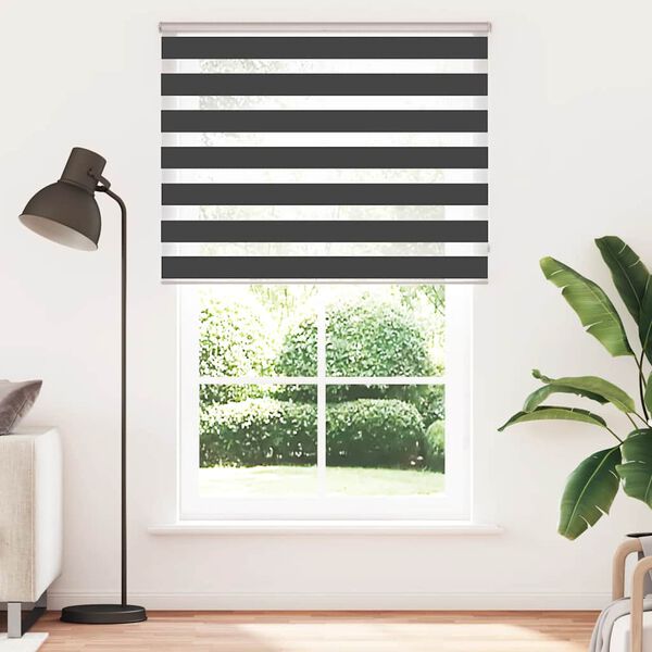 vidaXL Doppelrollo Schwarz 145x230 cm Stoffbreite 140,9 cm Polyester