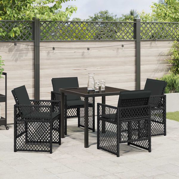 vidaXL Garten Essgruppe 5 pcs Schwarz Poly-Rattan
