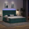 vidaXL Ottoman-Bett mit Matratzen & LEDs Dunkelgr&uuml;n 200x200 cm Samt