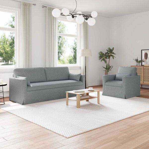 vidaXL Sofa Set 2 pcs Hellgrau 198 x 78 x 80 cm Stoff