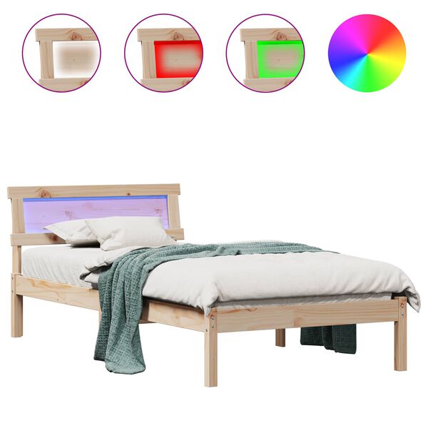 vidaXL Bettrahmen mit Kopfteil Braun 80 x 200 cm Massives Kiefernholz