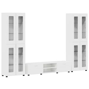 vidaXL TV-Schrankset mit Regal FLORIN Hochglanz Wei&szlig; Holzwerkstoff