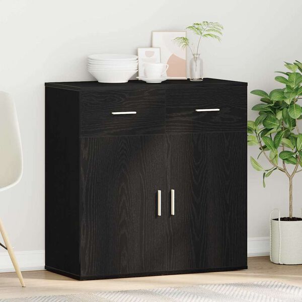 vidaXL Sideboard Schwarz Eichen-Optik 78 x 38 x 80 cm Holzwerkstoff