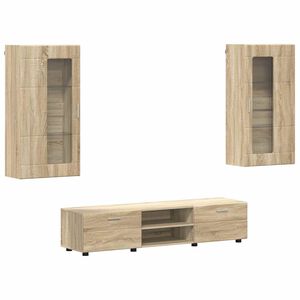 vidaXL TV-Schrankset mit Regal FLORIN 3 pcs Sonoma-Eiche Holzwerkstoff