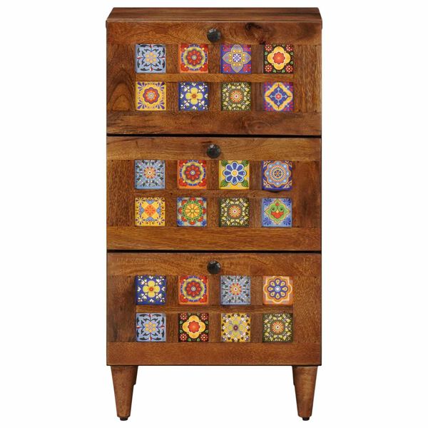 vidaXL Sideboard mit Speicher Walnuss 40 x 33 x 75 cm Massivholz Mango