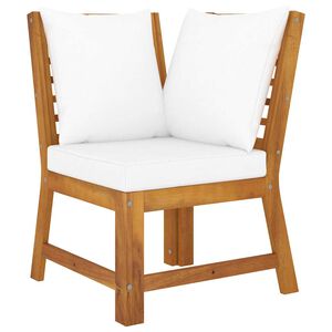 vidaXL Modular-Ecksofa mit Cremewei&szlig;en Kissen Akazie Massivholz