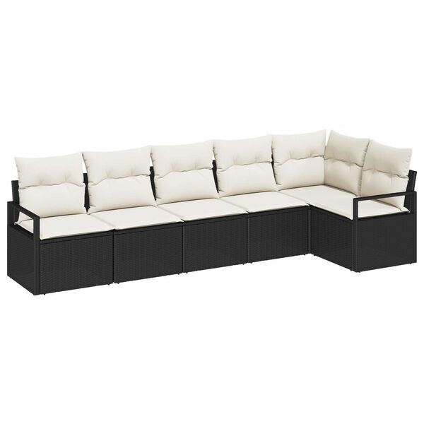 vidaXL Gartensofa-set mit Kissen 6 pcs Schwarz und Wei&szlig; Poly-Rattan