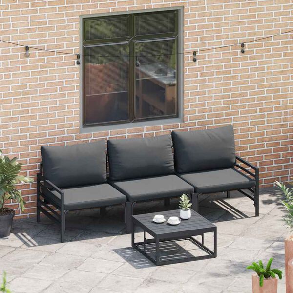 vidaXL Garten-Sofa-Set 4 pcs Anthrazit Stahl