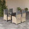 vidaXL 5-tlg. Garten-Essgruppe mit Kissen Beige Poly Rattan