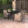 vidaXL 5-tlg. Garten-Essgruppe mit Auflagen Poly Rattan und Glas