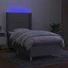 vidaXL Boxspringbett mit Matratze & LED Hellgrau 100x200 cm Stoff