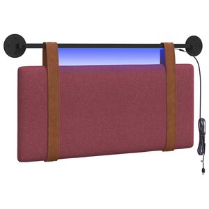 vidaXL H&auml;ngendes Kopfteil Mit LED Licht Weinrot Antikes PU