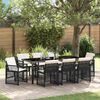 vidaXL Garten Essgruppe 9 pcs Schwarz Poly-Rattan