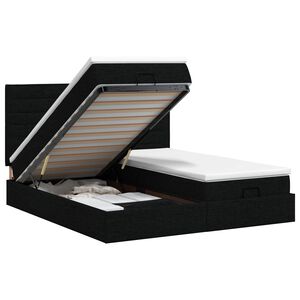 vidaXL Ottoman Bett mit Matratze mit Kopfteil 2 stk. Schwarz Stoff