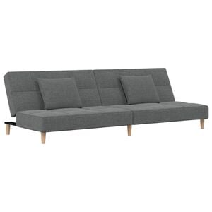 vidaXL Schlafsofa 2-Sitzer mit 2 Kissen Dunkelgrau Stoff