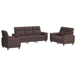 vidaXL Sofa-Set 3 pcs Dunkelbraun Stoff