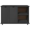 vidaXL Rollschrank Mit Rad Grau 100 x 39 x 65,5 cm Massivholz Kiefer