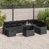 vidaXL Garten-Sofa-Set mit Kissen 9 pcs Schwarz Poly Rattan