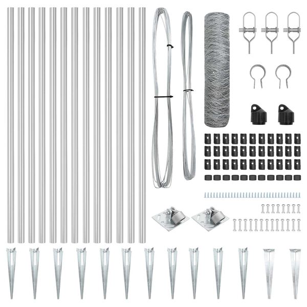vidaXL Zaunpfosten Silber 25 x 0,5 m (50 mm Maschenweite) Stahl