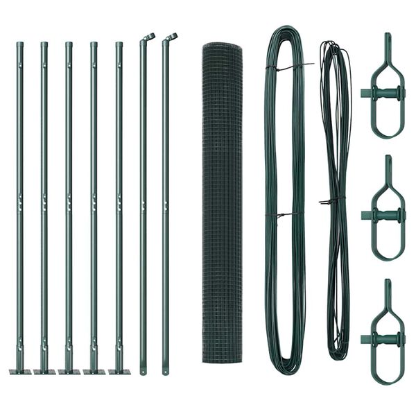 vidaXL Zaunpfosten Gr&uuml;n 10 x 0,8 m (25 x 25 mm Maschen) Stahl und PVC