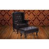 Chesterfield Ohrensessel mit Hocker braun