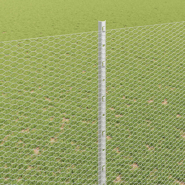 vidaXL Zaun mit Pfosten Silber 1.6 x 25 m Stahl