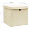 vidaXL Aufbewahrungsboxen mit Deckeln 10 Stk. 28x28x28 cm Creme