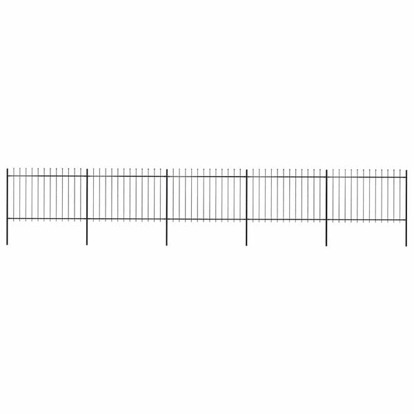 vidaXL Gartenzaun mit Speerspitze Stahl 892,5 x 120 cm Schwarz