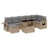 vidaXL 8-tlg. Garten-Sofagarnitur mit Kissen Beige Poly Rattan