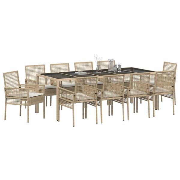 vidaXL Garten Essgruppe 11 pcs Beige Poly-Rattan