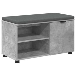 vidaXL Flurbank mit Kissen mit Regal mit T&uuml;r Betongrau 80 x 38 x 46 cm
