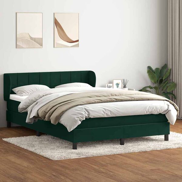 vidaXL Boxspringbett mit Matratze Dunkelgr&uuml;n 160x220 cm Samt