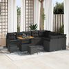 vidaXL Garten-Sofa-Set mit Kissen mit Speicher 12 pcs Schwarz