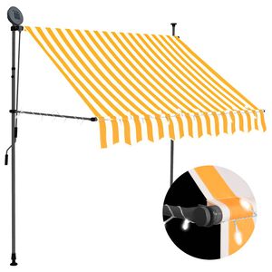 vidaXL Einziehbare Markise Handbetrieben mit LED 100 cm Wei&szlig; Orange