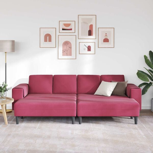 vidaXL Wohnzimmer Couch 3 pcs Weinrot