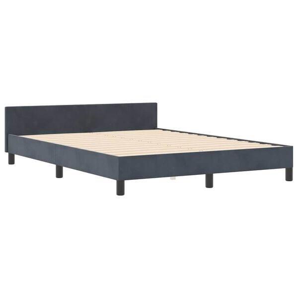 vidaXL Boxspringbett mit Kopfteil Dunkelgrau 180 x 200 cm Samt