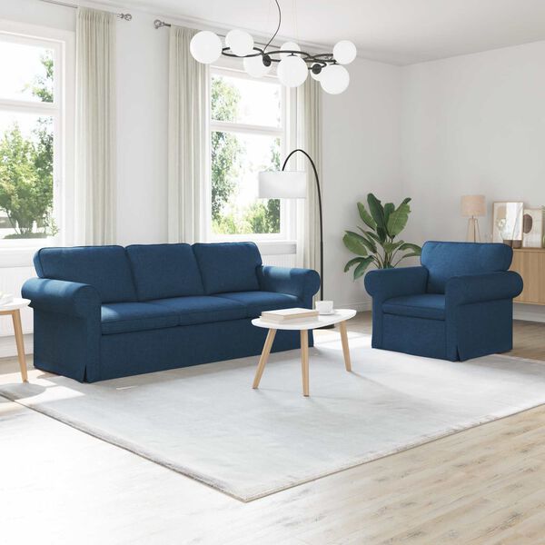 vidaXL Sofa 2 pcs Blau 215 x 82 x 80 cm Stoff