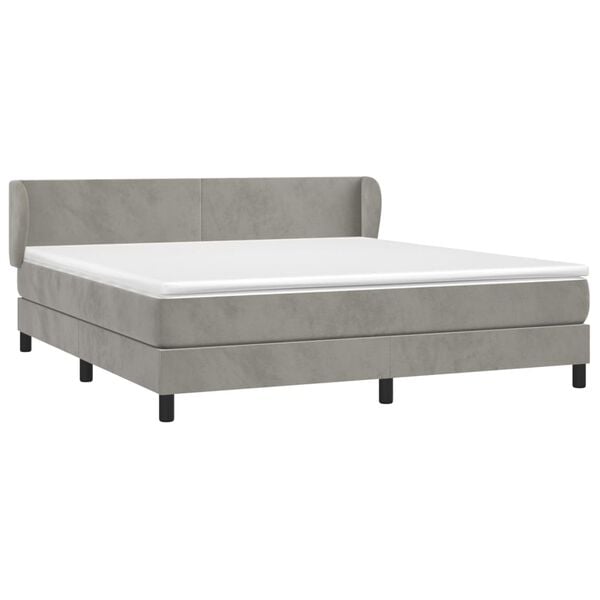 vidaXL Boxspringbett mit Matratze Hellgrau 160x200 cm Samt