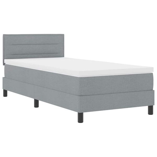vidaXL Boxspringbett mit Matratze mit LED Hellgrau 90 x 190 cm Stoff