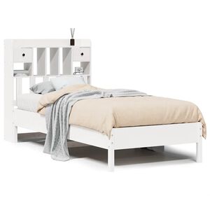 vidaXL Massivholzbett mit Regal ohne Matratze Wei&szlig; 75x190 cm Kiefer
