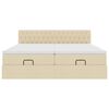 vidaXL Ottoman-Bett mit Matratzen & LEDs Creme 200x200 cm Stoff