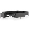 vidaXL 10-tlg. Garten-Lounge-Set mit Kissen Poly Rattan Dunkelgrau
